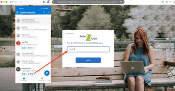 screenshot invoeren verificatiecode vanuit app in portal