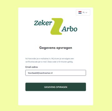 screenshot van portaal gegevens opvragen invoerveld e-mailadres