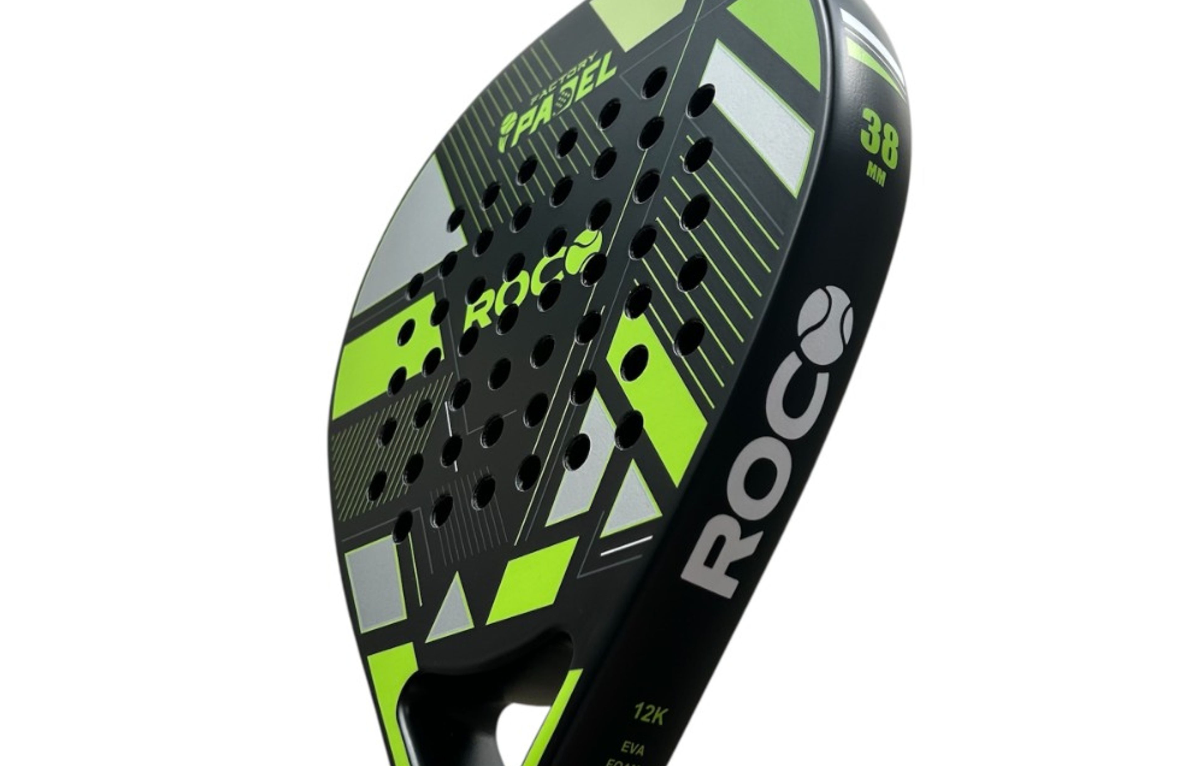Padelracket - 12K Carbon - Zwart geel - Roco 