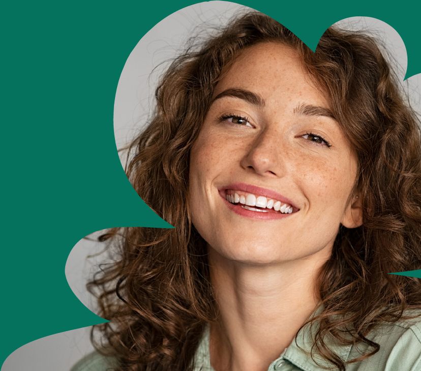 Blije gezicht van een vrouw