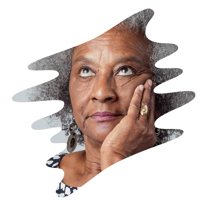 Nadenkend gezicht in een vorm